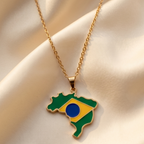 Colar Mapa Brasil 18K Dourado