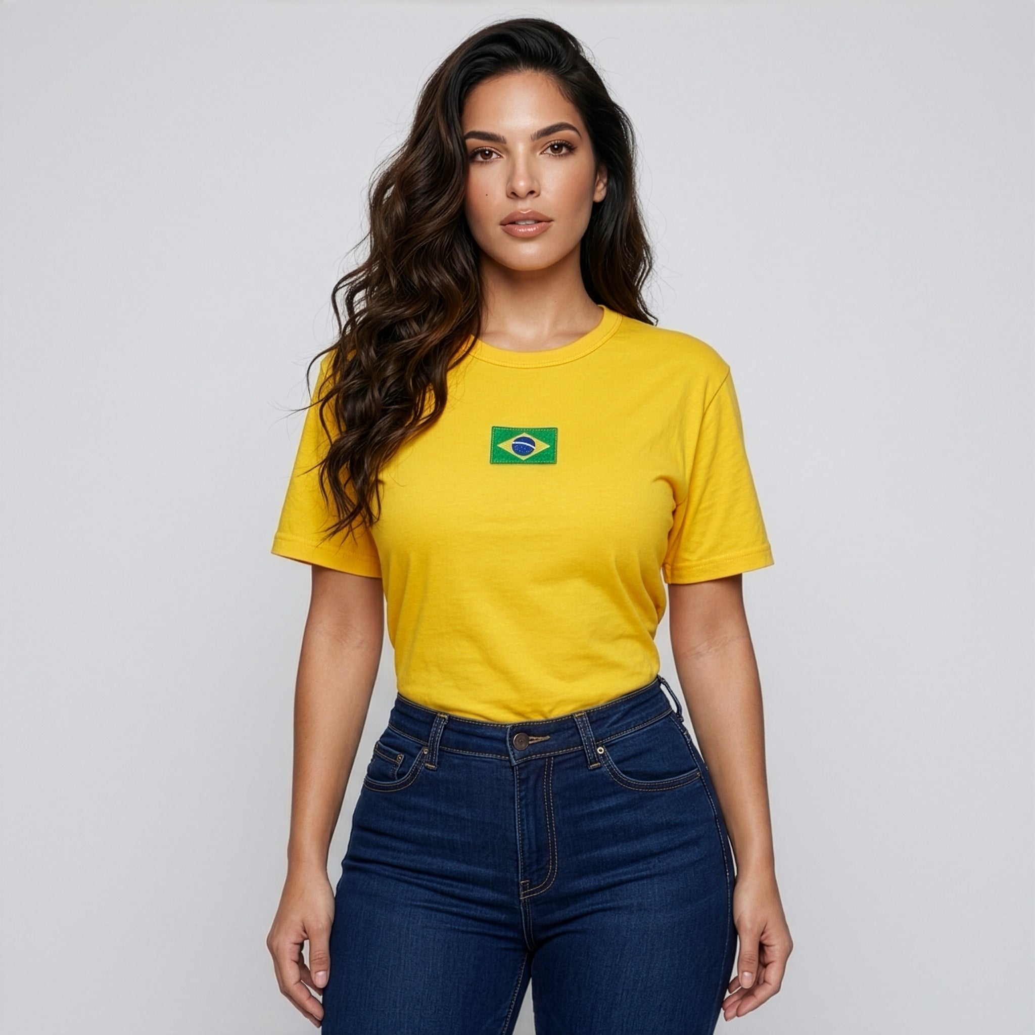 Baby Look Brasil Bordado Feminina